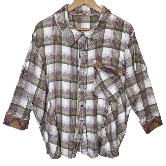 Free People Fallin for Flannel Sleep Shirt Plaid size Small - Picture 1 of 4